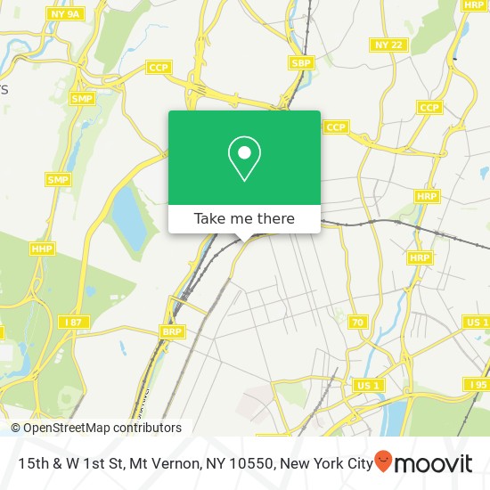 Mapa de 15th & W 1st St, Mt Vernon, NY 10550