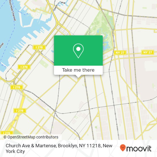 Mapa de Church Ave & Martense, Brooklyn, NY 11218