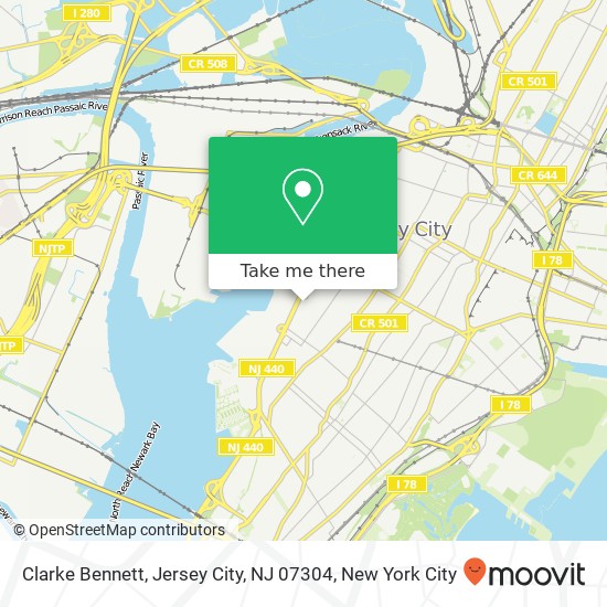 Mapa de Clarke Bennett, Jersey City, NJ 07304
