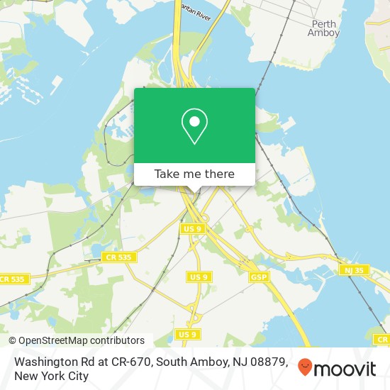 Mapa de Washington Rd at CR-670, South Amboy, NJ 08879