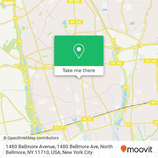 Mapa de 1480 Bellmore Avenue, 1480 Bellmore Ave, North Bellmore, NY 11710, USA