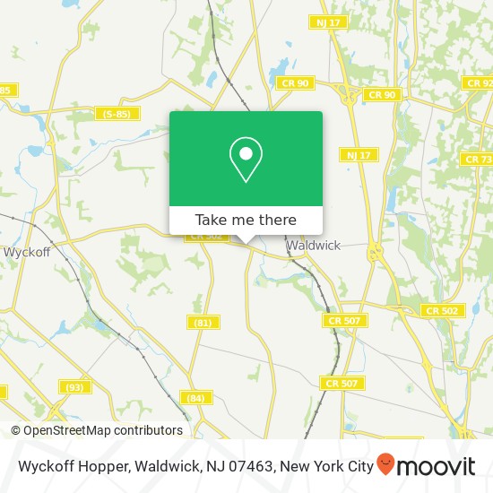 Mapa de Wyckoff Hopper, Waldwick, NJ 07463