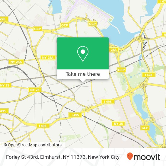 Mapa de Forley St 43rd, Elmhurst, NY 11373