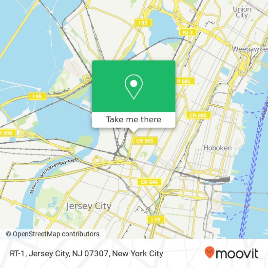 Mapa de RT-1, Jersey City, NJ 07307