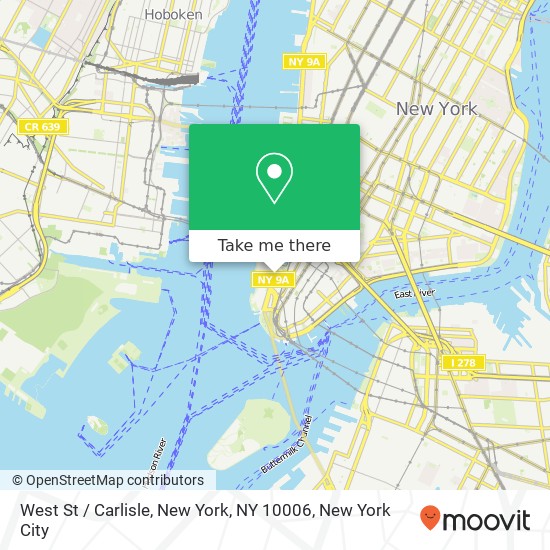 West St / Carlisle, New York, NY 10006 map