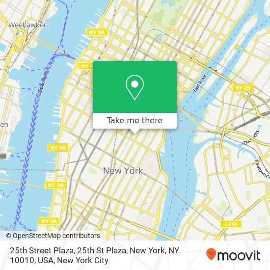 Mapa de 25th Street Plaza, 25th St Plaza, New York, NY 10010, USA