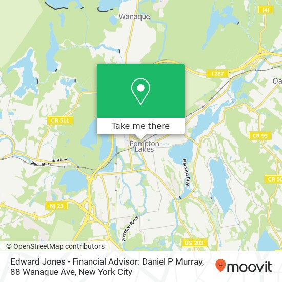 Mapa de Edward Jones - Financial Advisor: Daniel P Murray, 88 Wanaque Ave