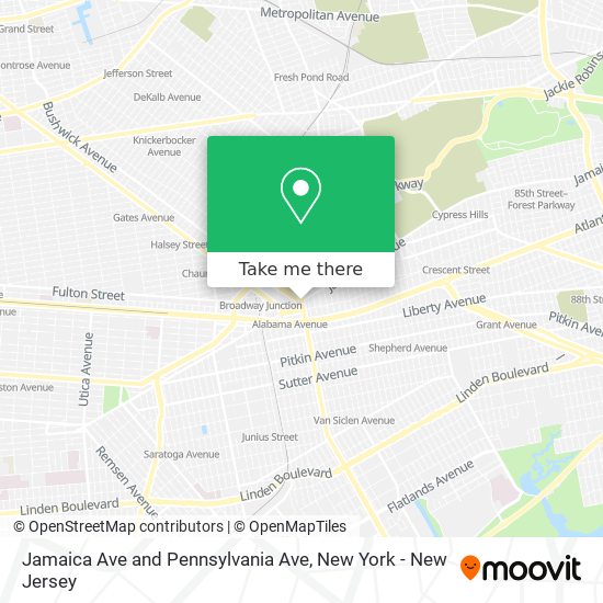 Jamaica Ave and Pennsylvania Ave map