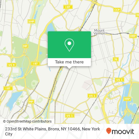 Mapa de 233rd St White Plains, Bronx, NY 10466
