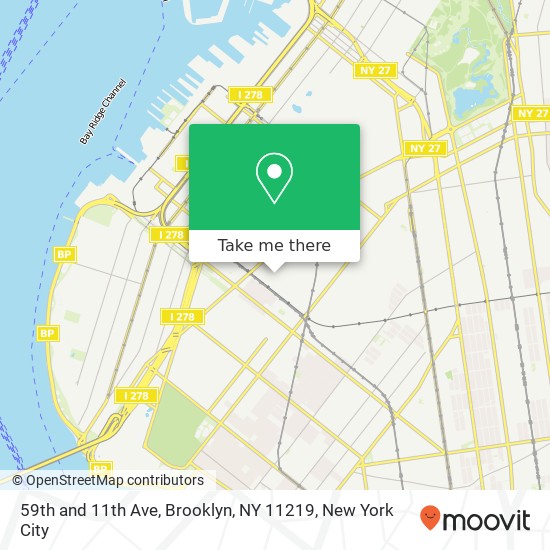 Mapa de 59th and 11th Ave, Brooklyn, NY 11219