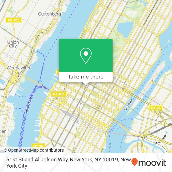 51st St and Al Jolson Way, New York, NY 10019 map