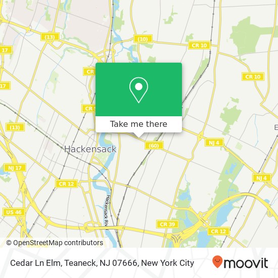 Mapa de Cedar Ln Elm, Teaneck, NJ 07666