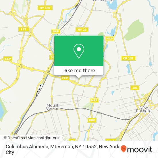 Mapa de Columbus Alameda, Mt Vernon, NY 10552