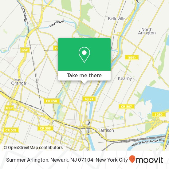 Mapa de Summer Arlington, Newark, NJ 07104
