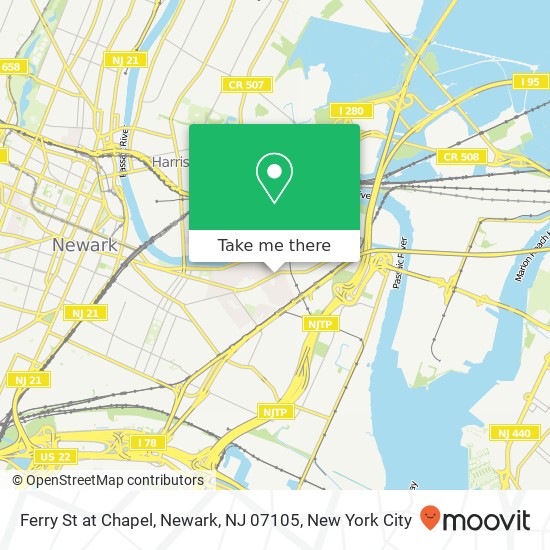 Mapa de Ferry St at Chapel, Newark, NJ 07105