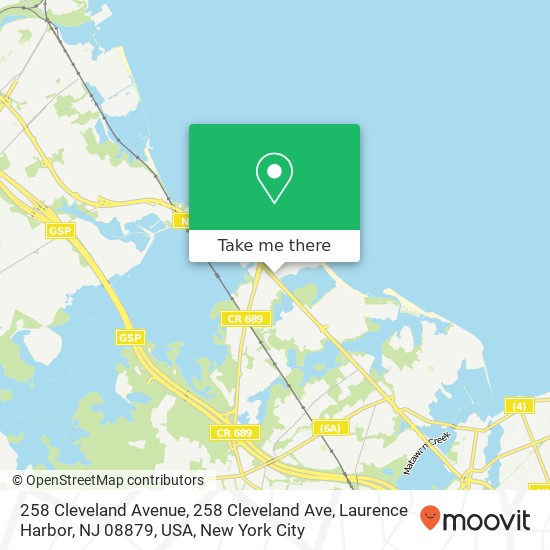 Mapa de 258 Cleveland Avenue, 258 Cleveland Ave, Laurence Harbor, NJ 08879, USA