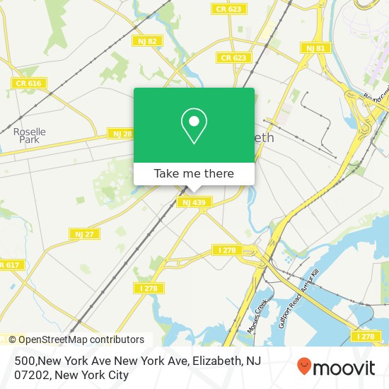 Mapa de 500,New York Ave New York Ave, Elizabeth, NJ 07202