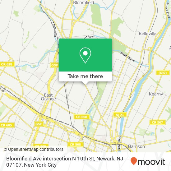 Bloomfield Ave intersection N 10th St, Newark, NJ 07107 map