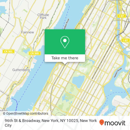 96th St & Broadway, New York, NY 10025 map