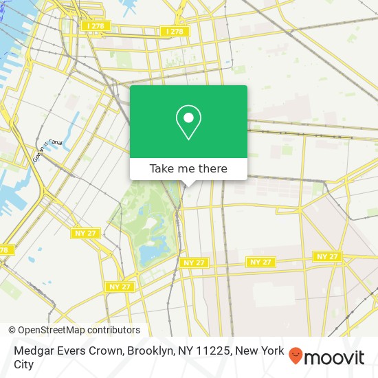 Mapa de Medgar Evers Crown, Brooklyn, NY 11225