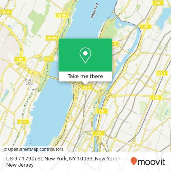 US-9 / 179th St, New York, NY 10033 map