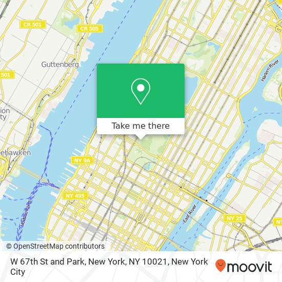 W 67th St and Park, New York, NY 10021 map
