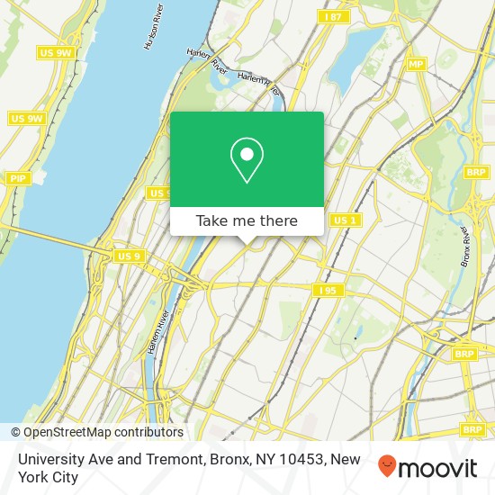 Mapa de University Ave and Tremont, Bronx, NY 10453