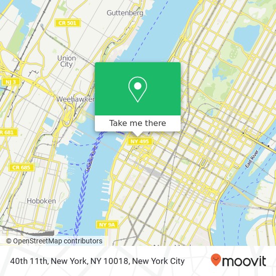 40th 11th, New York, NY 10018 map