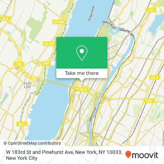 Mapa de W 183rd St and Pinehurst Ave, New York, NY 10033