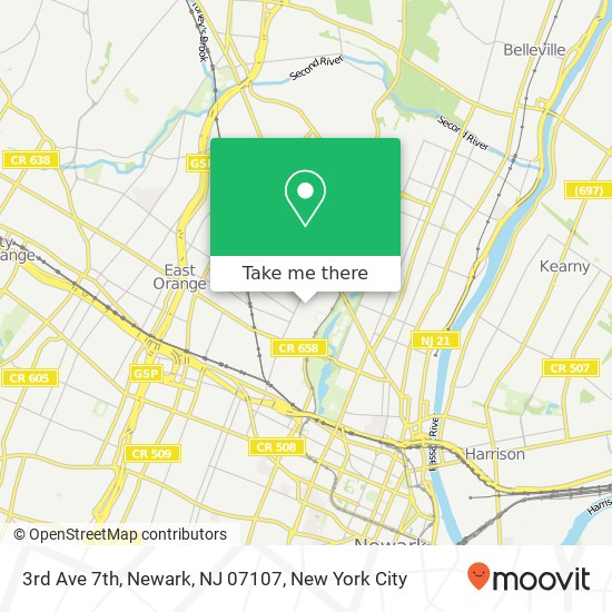 Mapa de 3rd Ave 7th, Newark, NJ 07107