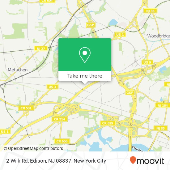 Mapa de 2 Wilk Rd, Edison, NJ 08837