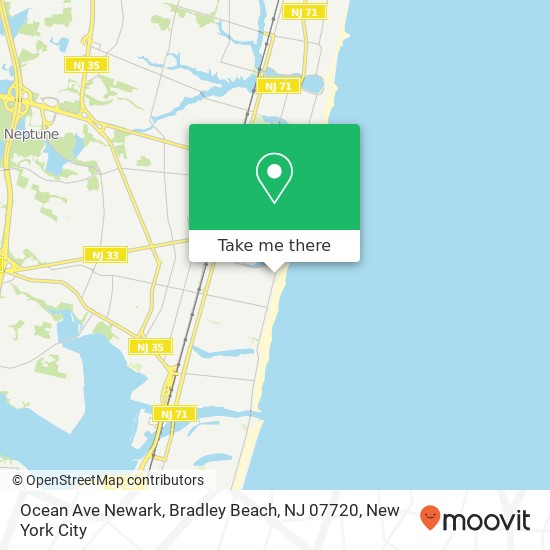 Mapa de Ocean Ave Newark, Bradley Beach, NJ 07720