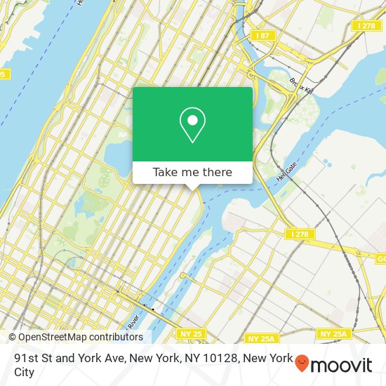 91st St and York Ave, New York, NY 10128 map