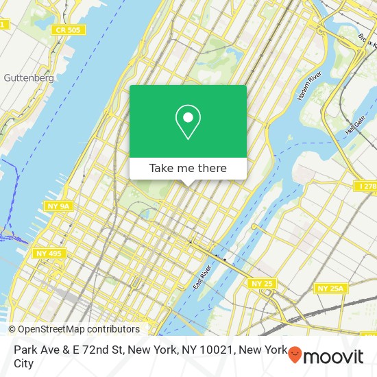 Park Ave & E 72nd St, New York, NY 10021 map