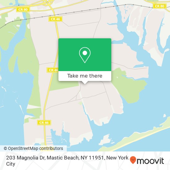 Mapa de 203 Magnolia Dr, Mastic Beach, NY 11951