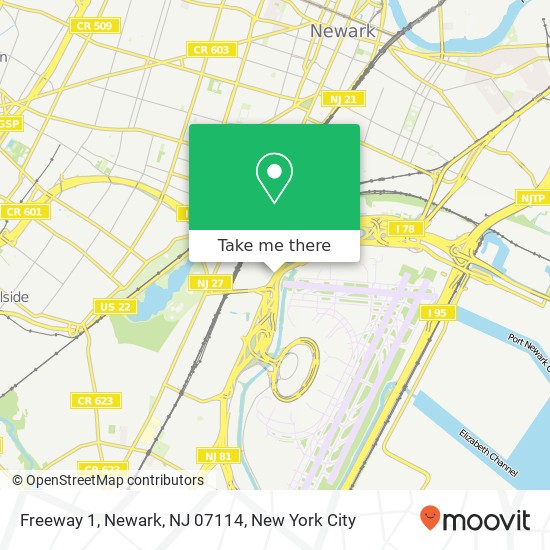 Mapa de Freeway 1, Newark, NJ 07114