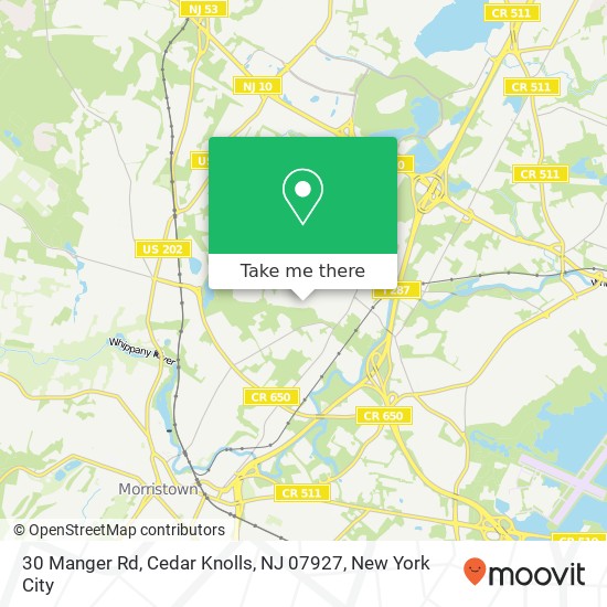 Mapa de 30 Manger Rd, Cedar Knolls, NJ 07927