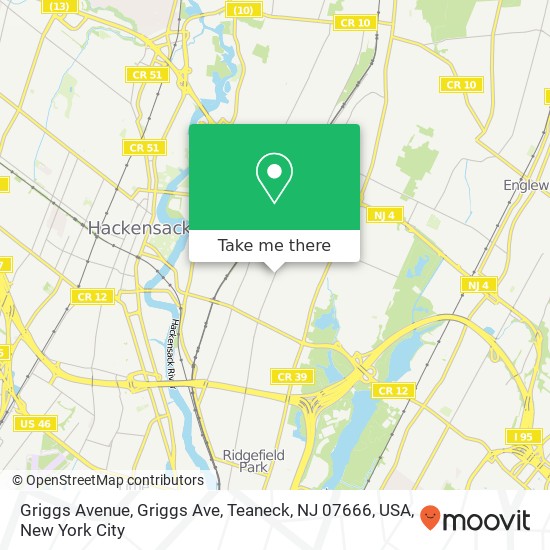 Mapa de Griggs Avenue, Griggs Ave, Teaneck, NJ 07666, USA