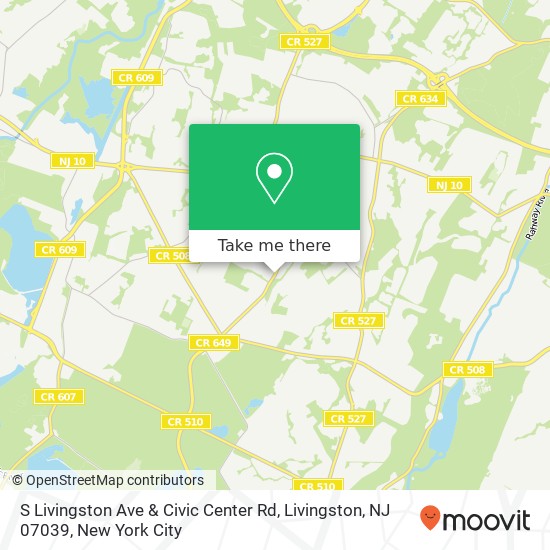 Mapa de S Livingston Ave & Civic Center Rd, Livingston, NJ 07039