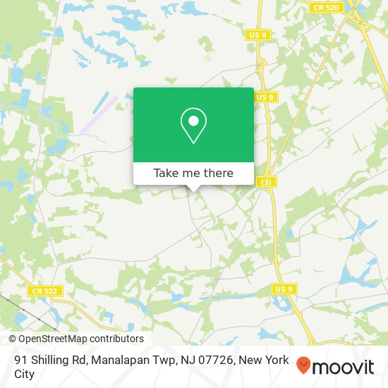 Mapa de 91 Shilling Rd, Manalapan Twp, NJ 07726