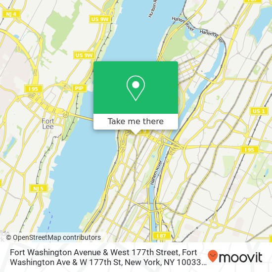 Mapa de Fort Washington Avenue & West 177th Street, Fort Washington Ave & W 177th St, New York, NY 10033, USA