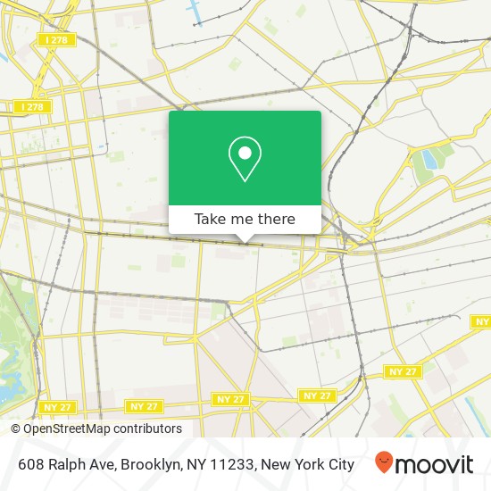 Mapa de 608 Ralph Ave, Brooklyn, NY 11233