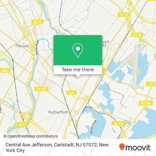 Mapa de Central Ave Jefferson, Carlstadt, NJ 07072