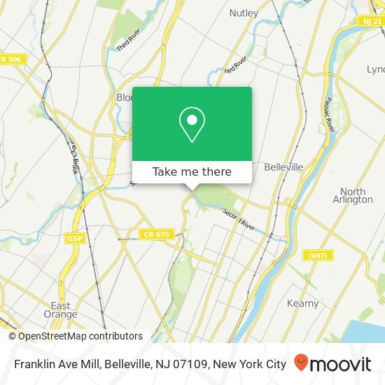 Mapa de Franklin Ave Mill, Belleville, NJ 07109