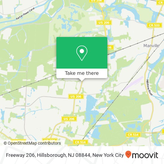 Mapa de Freeway 206, Hillsborough, NJ 08844