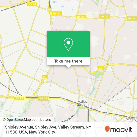 Mapa de Shipley Avenue, Shipley Ave, Valley Stream, NY 11580, USA