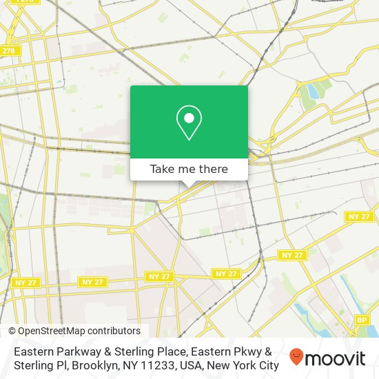Eastern Parkway & Sterling Place, Eastern Pkwy & Sterling Pl, Brooklyn, NY 11233, USA map