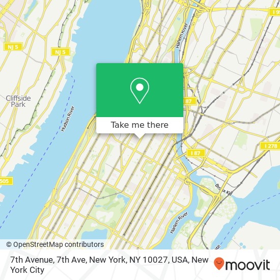 Mapa de 7th Avenue, 7th Ave, New York, NY 10027, USA