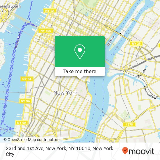 Mapa de 23rd and 1st Ave, New York, NY 10010