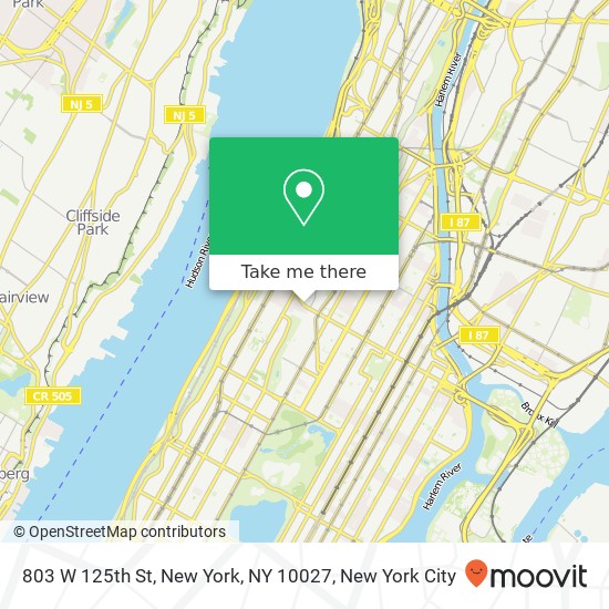Mapa de 803 W 125th St, New York, NY 10027
